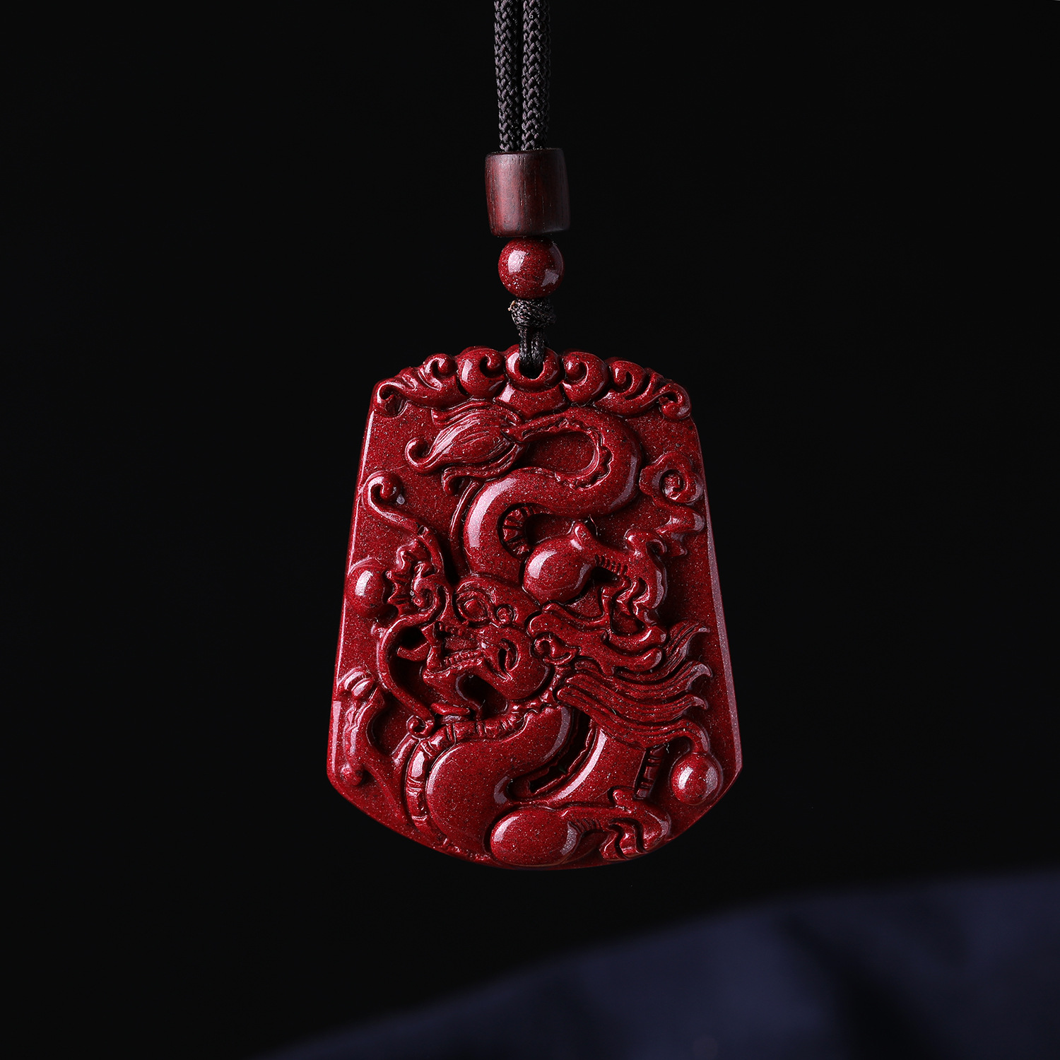 厂供 天然朱砂龙牌吊坠 原矿紫金砂龙吊坠项坠 大气龙腾四海bixie