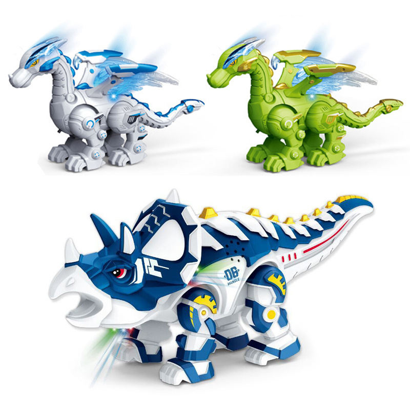 仿真三角龙机甲恐龙机器人 机械兽电动模型男孩玩具生蛋灯光行走