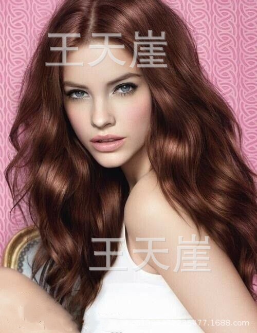 欧美新款假发ebay wish 热卖女士假发wig中分棕红色大波浪长卷发