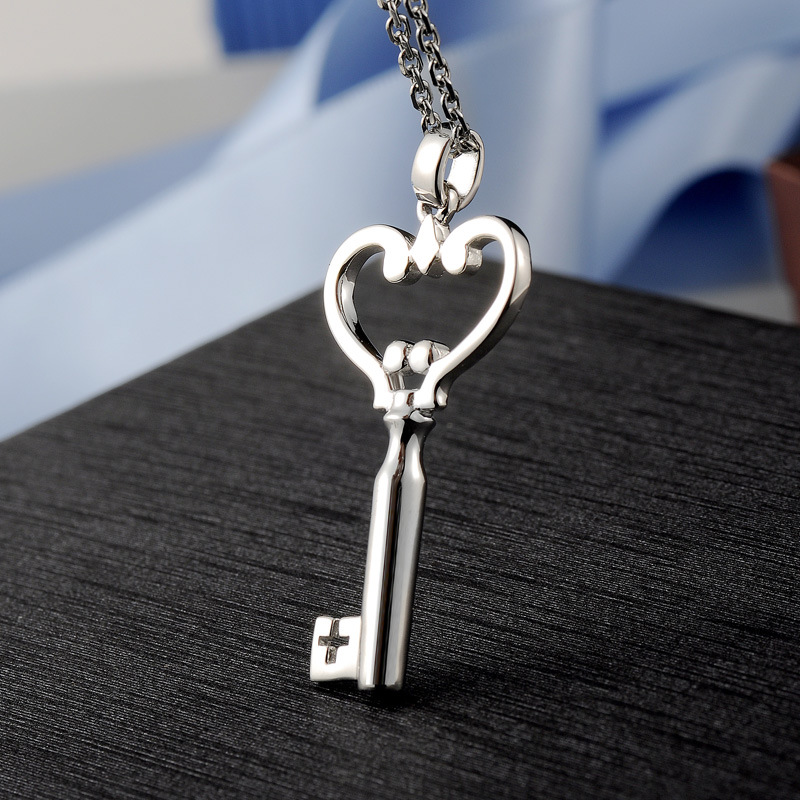 925纯银开心锁项链男士潮牌百搭嘻哈简约个性古巴锁蛇骨链吊坠
