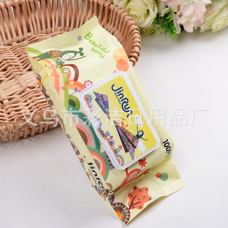 100 Pieces Cleaning Wipes with Lid Baby Wet Wipes Children Disposable Cleansing Wipe Factory Wholesale Customization
