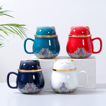 国潮风便携式陶瓷办公室家用带盖过滤礼品个人茶水分离杯泡茶杯子