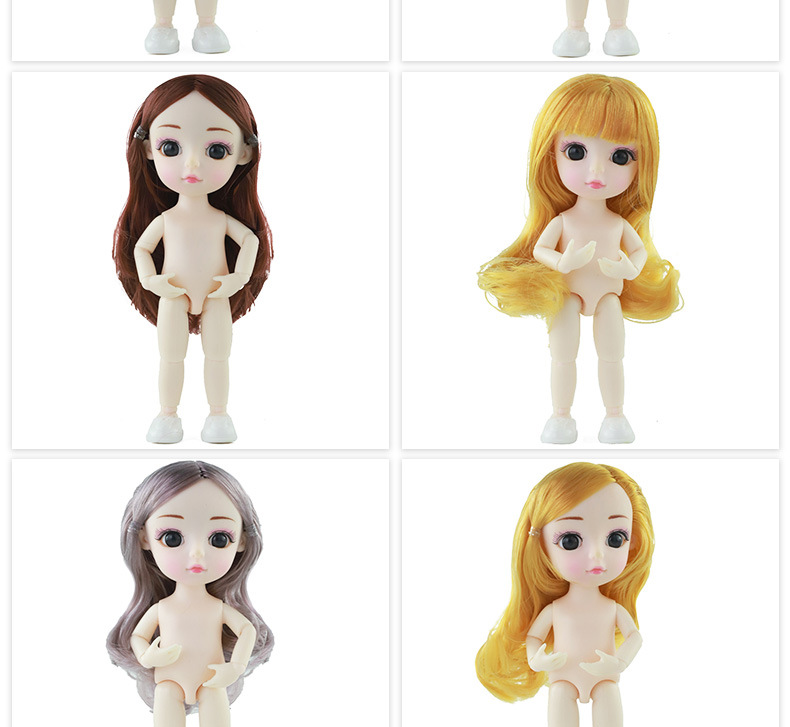 16厘米嘿喽芭比娃娃ob11裸娃13关节白肌加密12分娃女孩过家家玩具