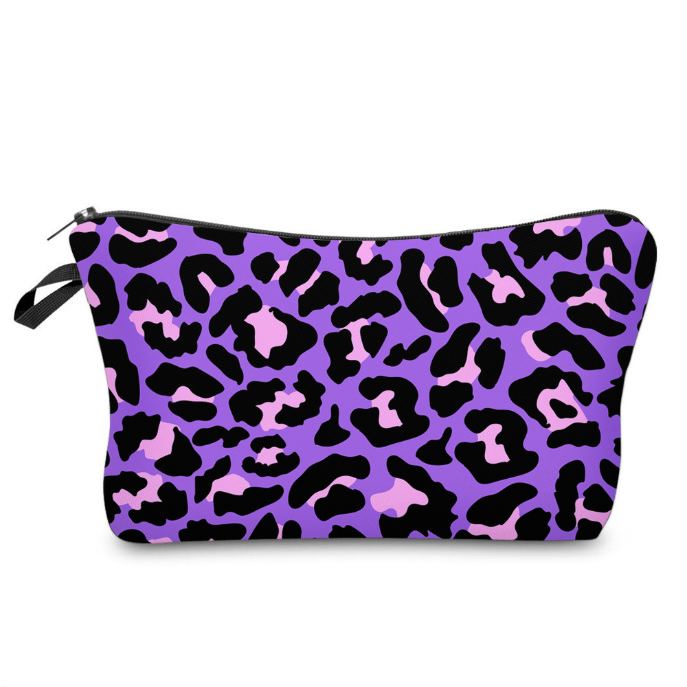 Amazon Leopard Print Hot Sale 3D Printing Cosmetic Bag Multi-Functional Ladies Toiletries Bag Customizable Logo Storage Bag Pencil Case