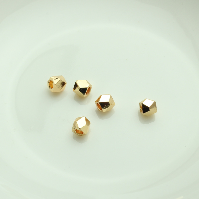 14k包金保色多边形切角珠 diy手工饰品配件 金色手链串珠散珠材料