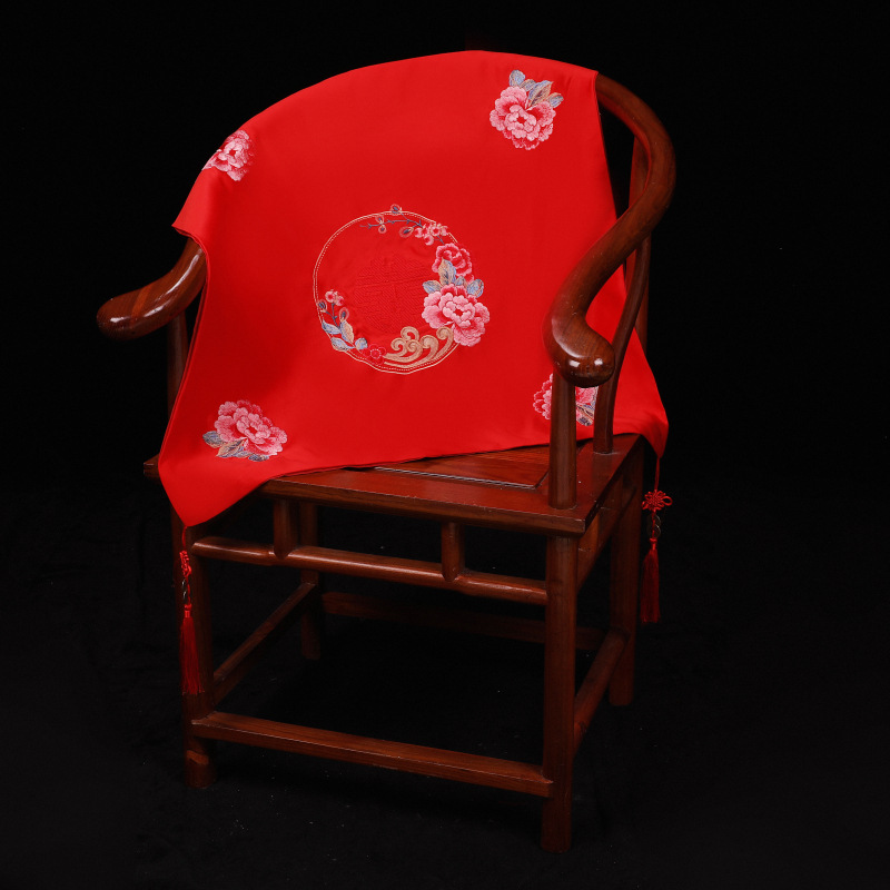 2020新款红盖头刺绣结婚红盖头批发 中式绣花新娘红色盖头布喜帕