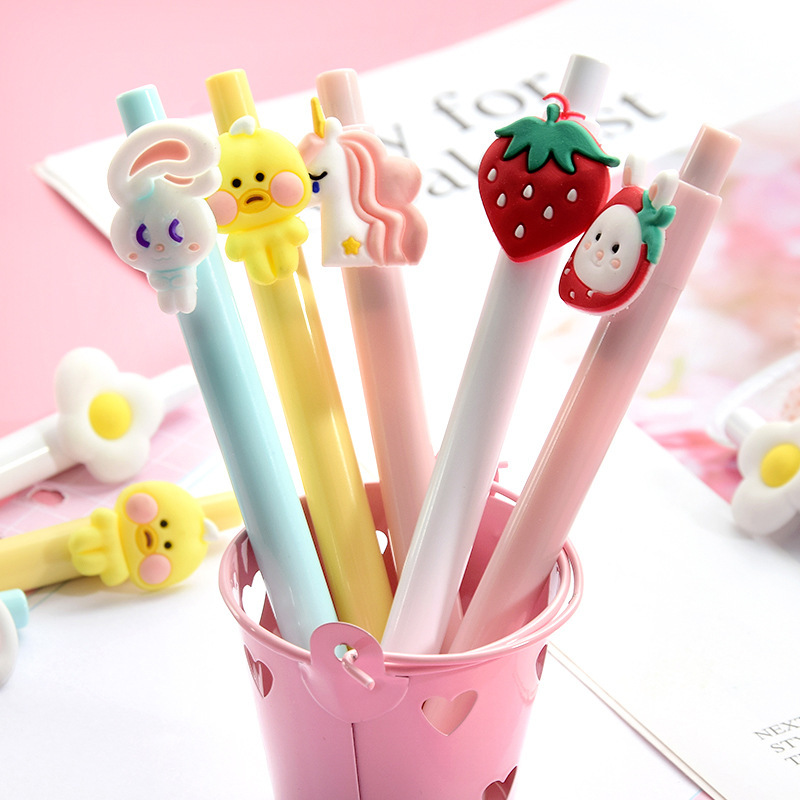 泫雅风按动中性笔 可爱少女心卡通按动签字笔创意按压水笔批发