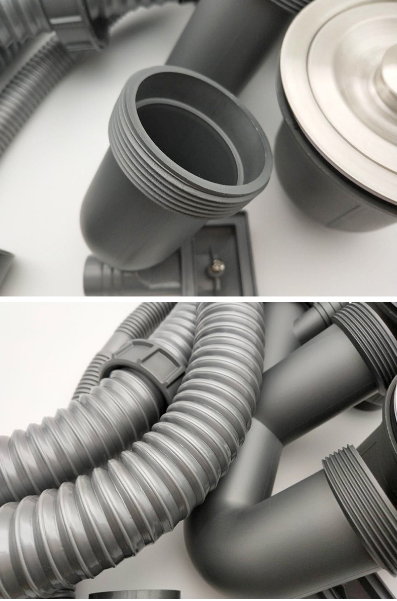 50管菜盆下水厨房不锈钢双槽下水器洗菜盆下水管 50双槽下水