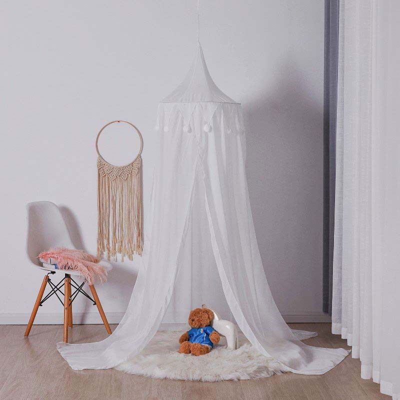 Nordic Ins2021 New Handmade Fur Ball Children's Tent Bed Curtain Dream Babies' Mosquito Net Home Decoration Four Colors