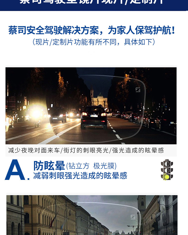 150蔡司驾驶型镜片160渐进钻立方极光膜167防眩光174变色眼镜
