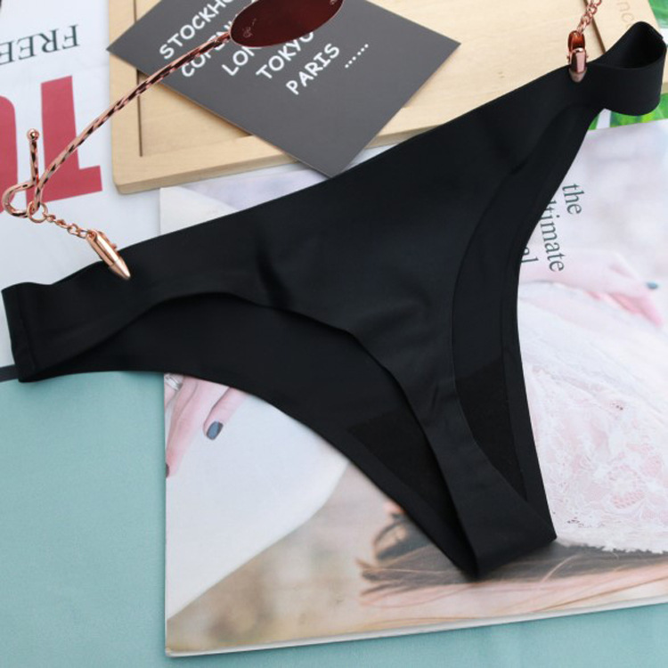 新款无痕女士丁字裤一片式内裤黑色肤色性感隐形底裤欧美流行内裤