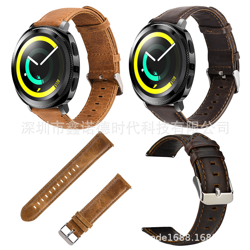 适用三星gear sport/s4表带gear s4头层牛皮表带20mm表带-阿里巴巴