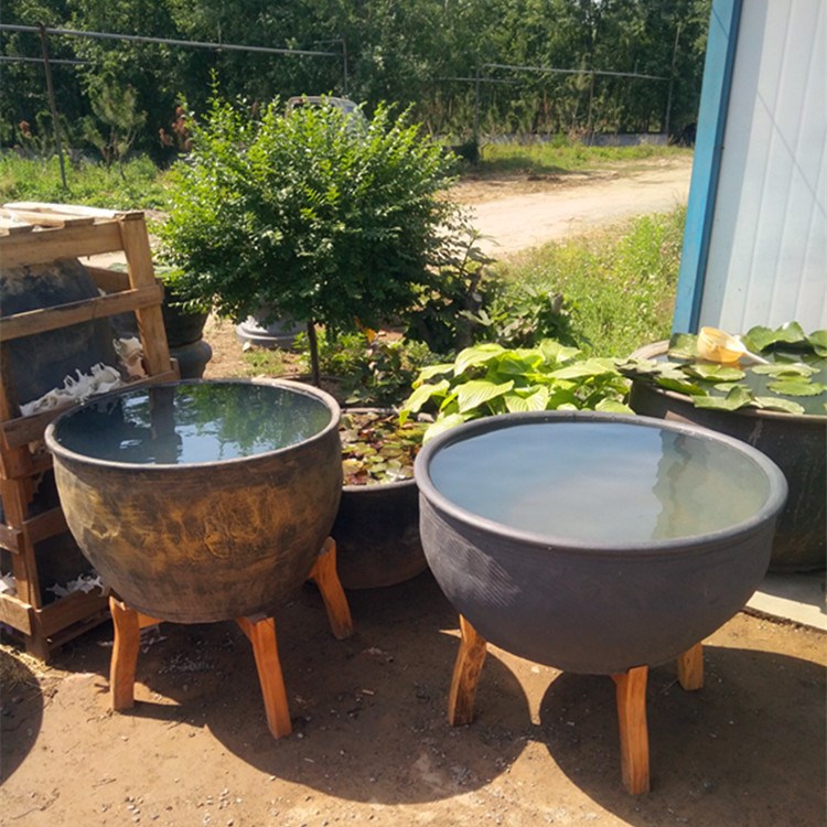 泥盆鱼缸龟缸传统工艺制作古华朴实养龙鱼金鱼种荷花睡莲包邮