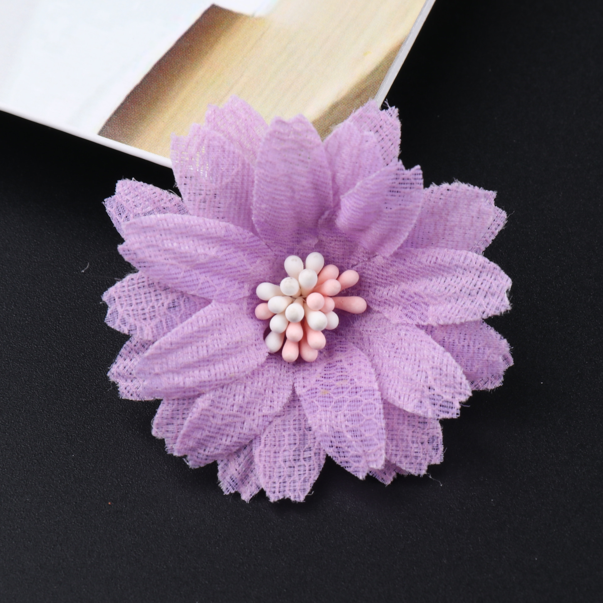 5cm布花实力厂家蕾丝复合双色花心布艺花百万现货服装帽子布艺花