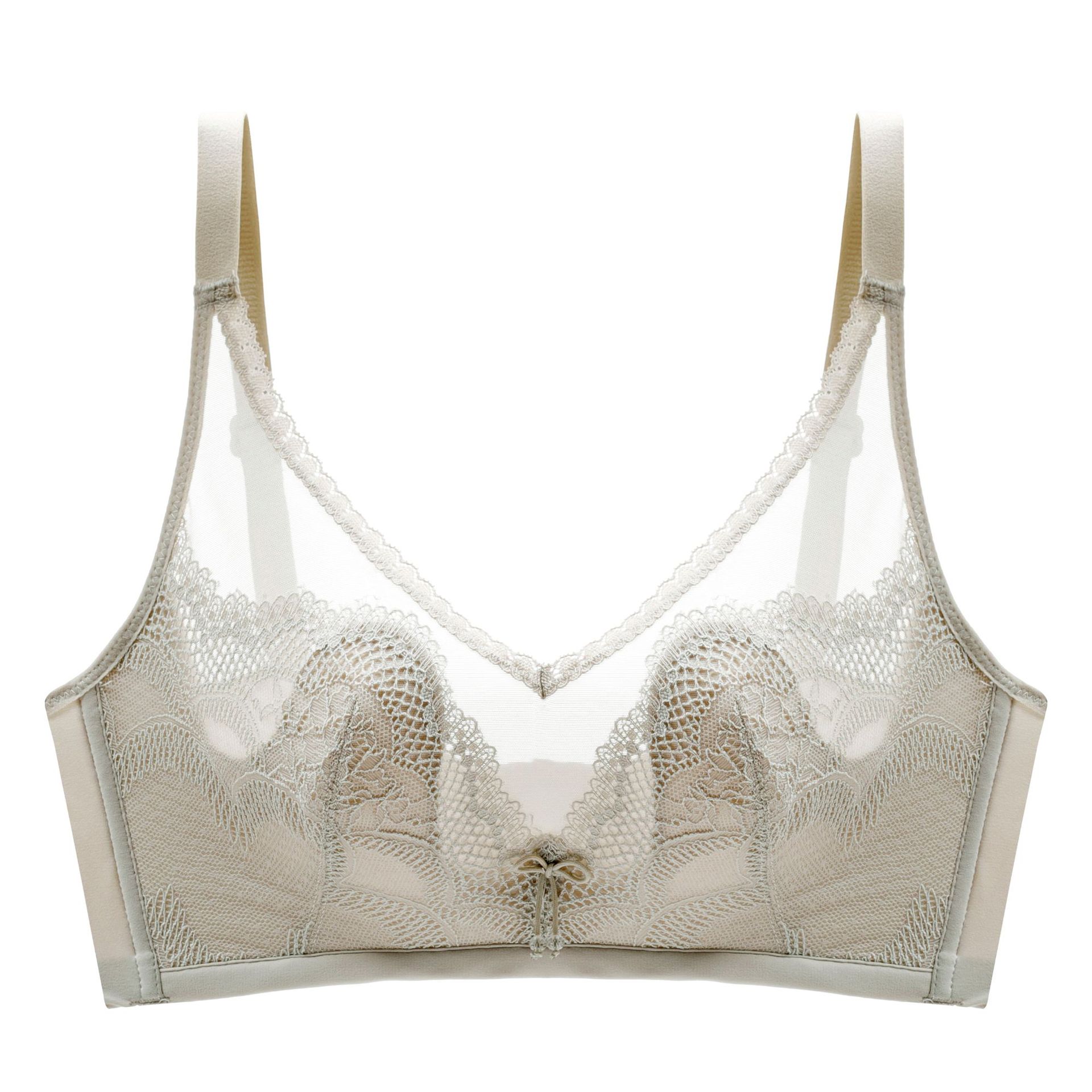 超薄水晶杯无钢圈文胸女性感蕾丝舒适透气抹胸内衣薄大罩杯胸罩