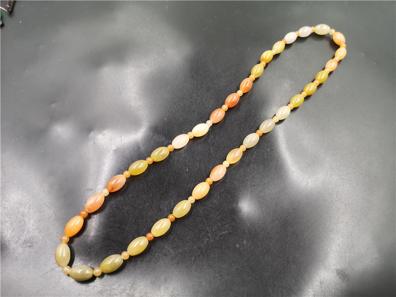 平价玉器 新疆金丝玉米珠项链 女款三彩色金丝玉锁骨链