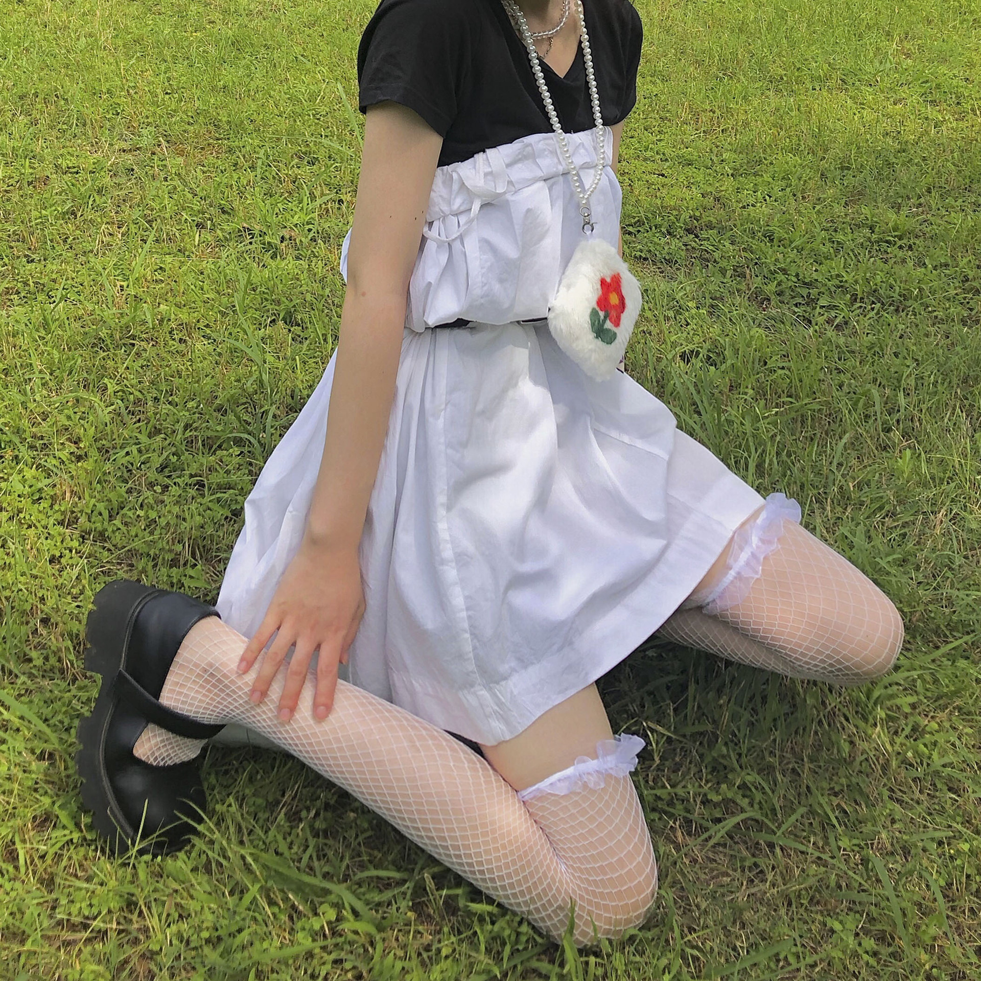 暗黑朋克系性感蕾丝花边过膝渔网袜日系软妹lolita长筒袜软妹薄款