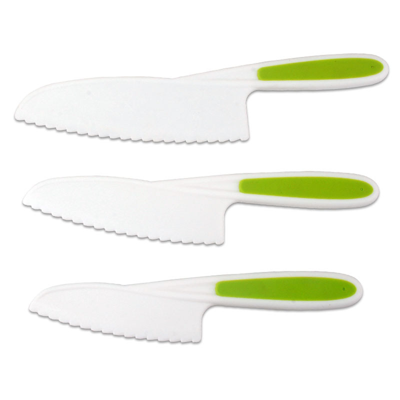 Serrated Cake Knife Safety Fruit Knife Kindergarten Cut Vegetable Knife Bread Knife Three-Piece Children Plastic Fruit Knife Fruit Knife