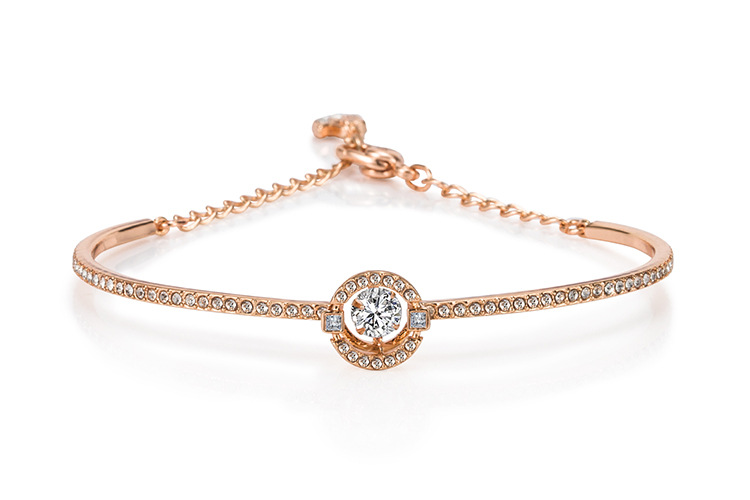 采用施华洛世奇元素水晶跳动的心手镯时尚圆形灵动手镯情人节礼物