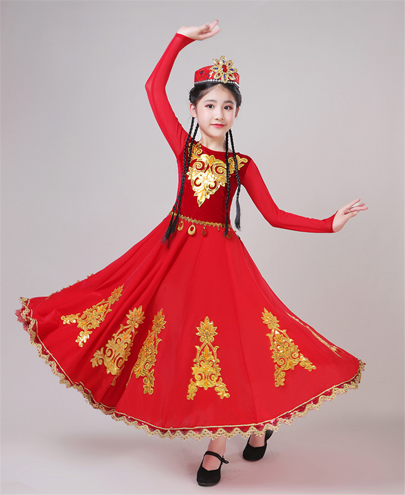 批发新疆舞蹈服儿童少数民族服装回族维吾尔族哈萨克维族女演出服