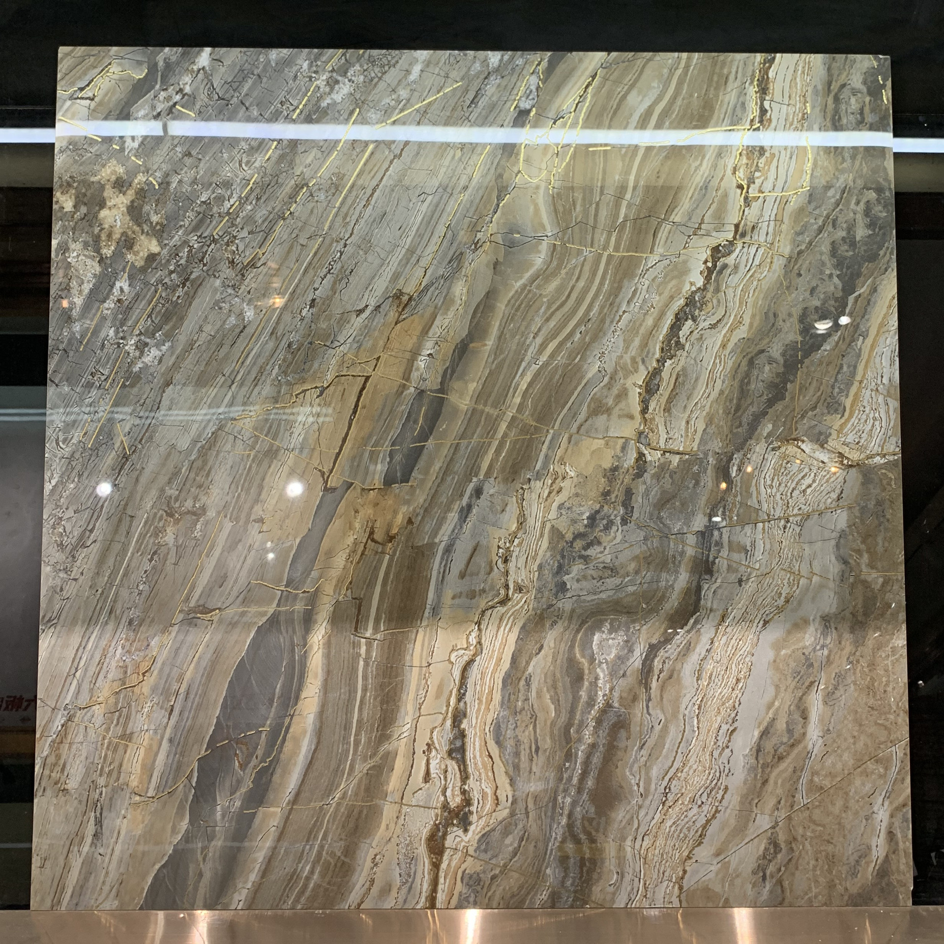 轻奢别墅客餐厅酒店商场地板砖800x800金砖王通体大理石金丝瓷砖
