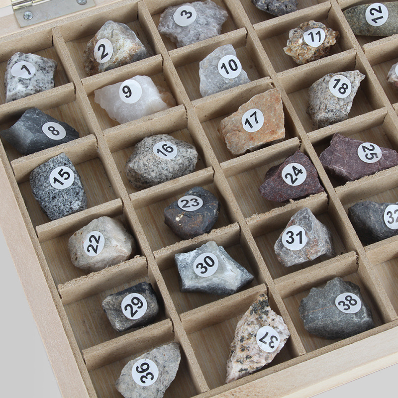 矿物岩石化石标本盒42 49种 精装小学地理地质矿石科普 教学仪器