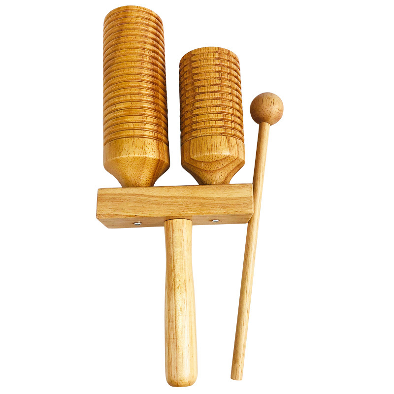 精品奥尔夫打击乐器 大号橡木木枕 木质梆子高低音梆子 一件代发