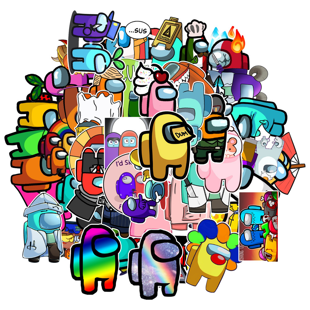 100张amongus涂鸦贴纸机车头盔电脑手机水杯装饰贴纸防水-阿里巴巴