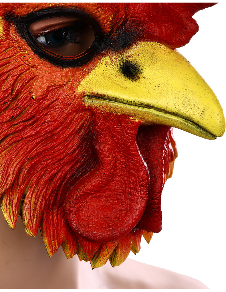 跨境新款鸡头面具狂欢公鸡动物头套面具cos化妆舞台表演道具