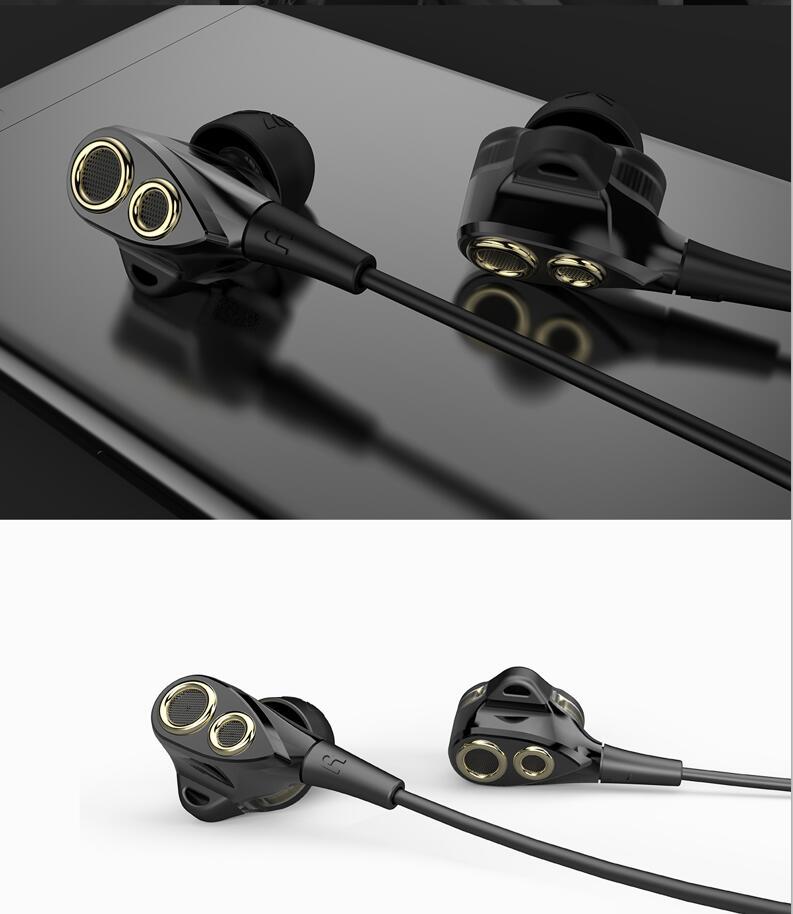 uiisii 跨境批发双动圈入耳式hires有线手机耳机线控带麦礼品耳机