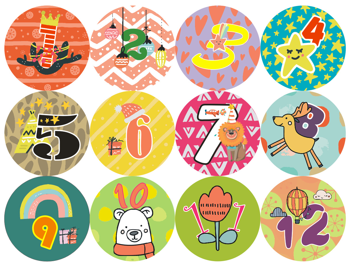 马逊跨境礼物袋热销圣诞倒计时24数字贴纸圣诞节日历贴亚现货批发