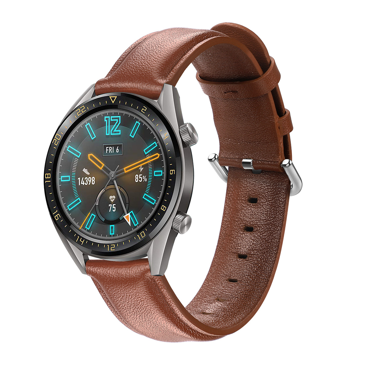 适用于华为手表watch gt2手表 46/42mm头层牛皮真皮表带 圆尾表带