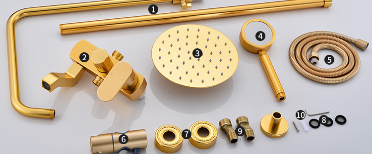 淋浴花洒套装家用金色太空铝浴室淋雨喷头卫生间沐浴洗澡神器龙头