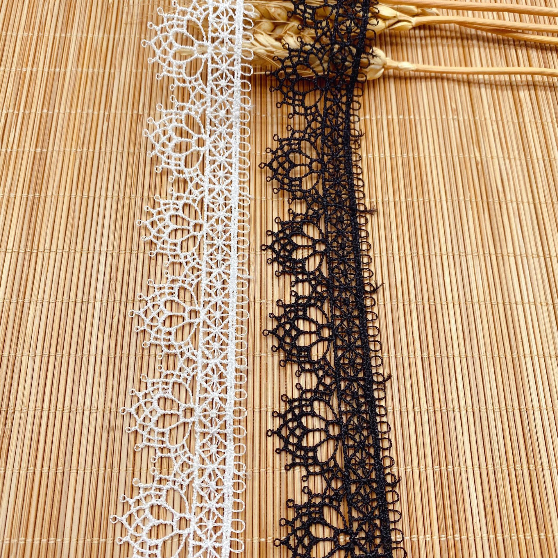 水溶花边 白色单边条码镂空刺绣莲花精细婚纱服装辅料lace蕾丝