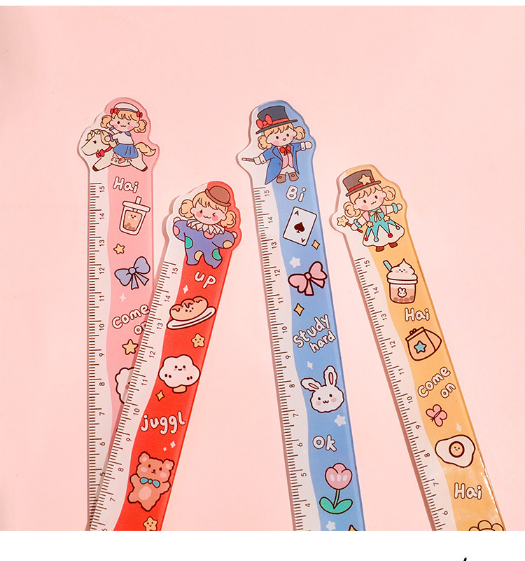 艺蓝卡通可爱直尺便携少女心尺子创意可拆卸学生文具刻度尺摆件