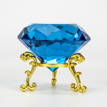 水晶玻璃钻石 人造结婚装饰钻石摆件100MM彩色玻璃带底座水晶钻石