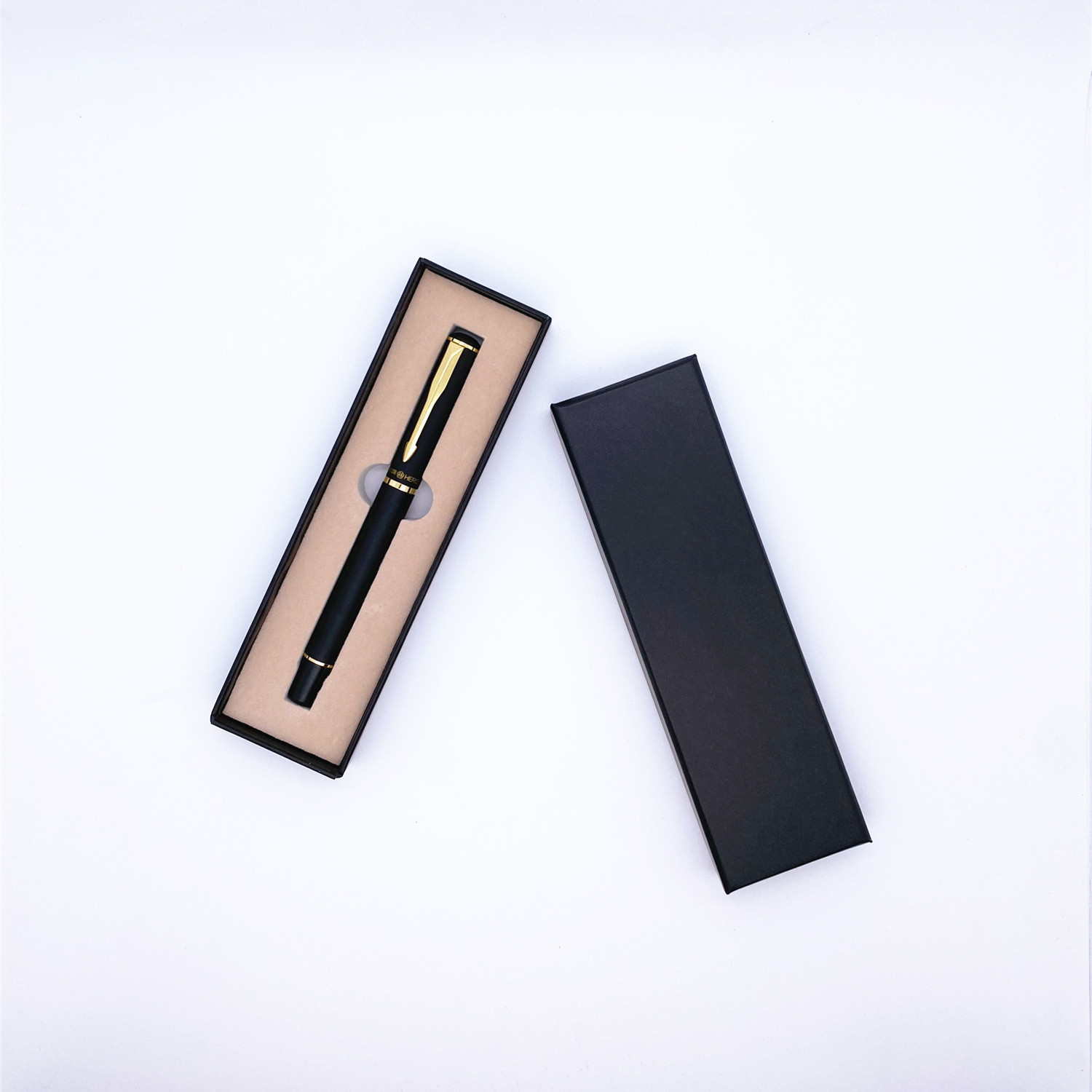 现货中性钢笔盒长方形笔盒子天地盖包装盒纸质通用黑色笔盒