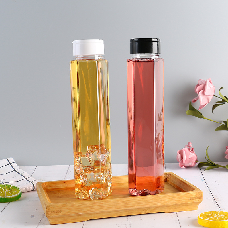 溢顺300ml正方形冷泡瓶 pet外卖打包网红果汁酵素奶茶带盖饮料瓶