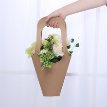 韓式牛皮紙手提花盒 贈禮提花袋鮮花植物花束禮品袋兒童節手提袋