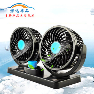 车载风扇车用双头12v24v面包车小货车内制冷强力大风力汽车电风扇