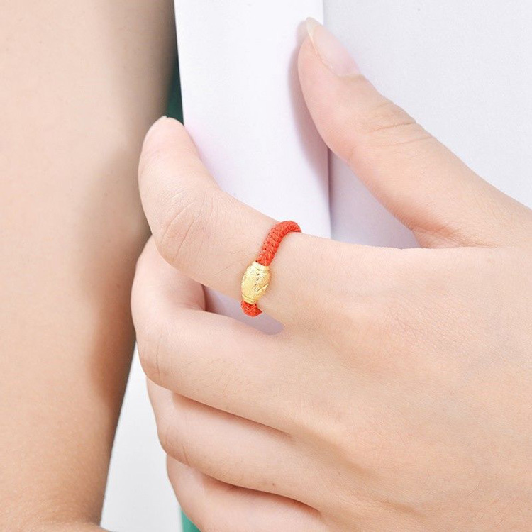 抖音网红戒指女韩版学生女转运珠情侣戒指红绳指环生日礼物女戒指