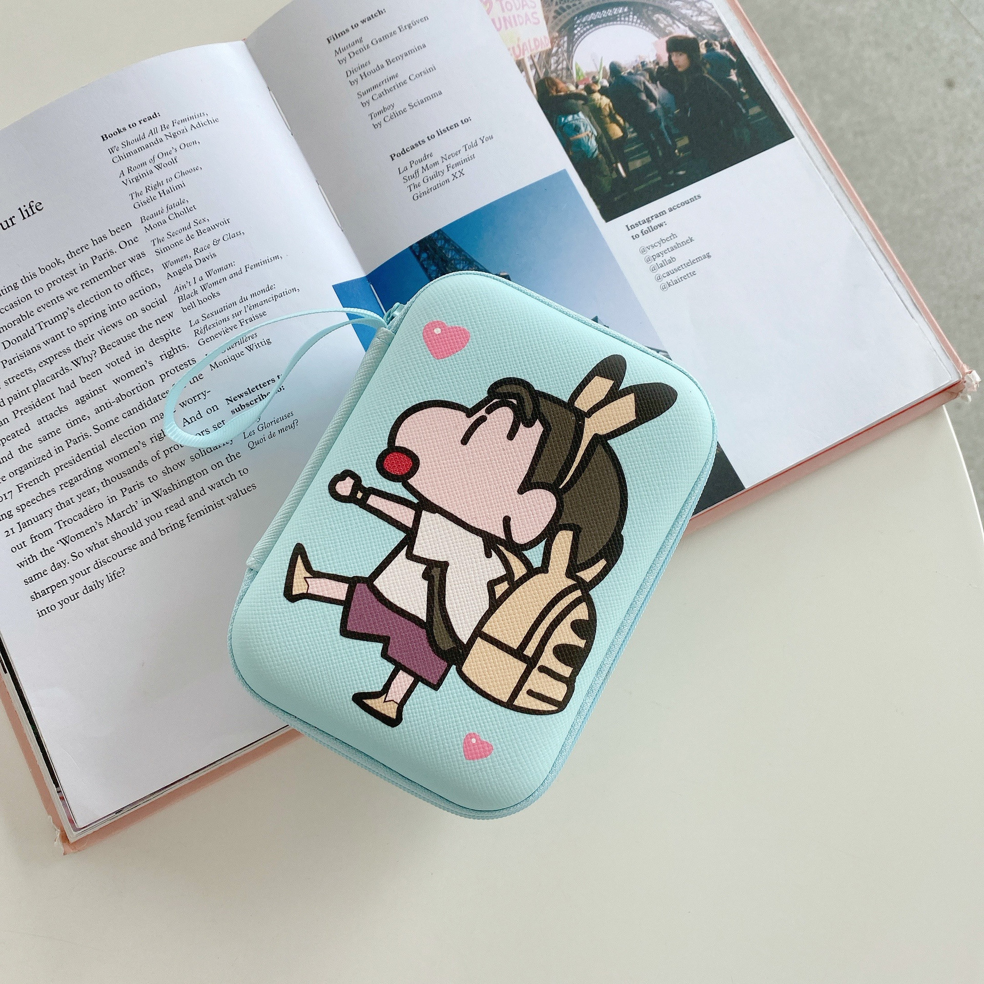 Cartoon Rectangular Headset Storage Bag Large Coin Purse Mobile Power Supply Charger Data Cable Long Wallet Storage Box