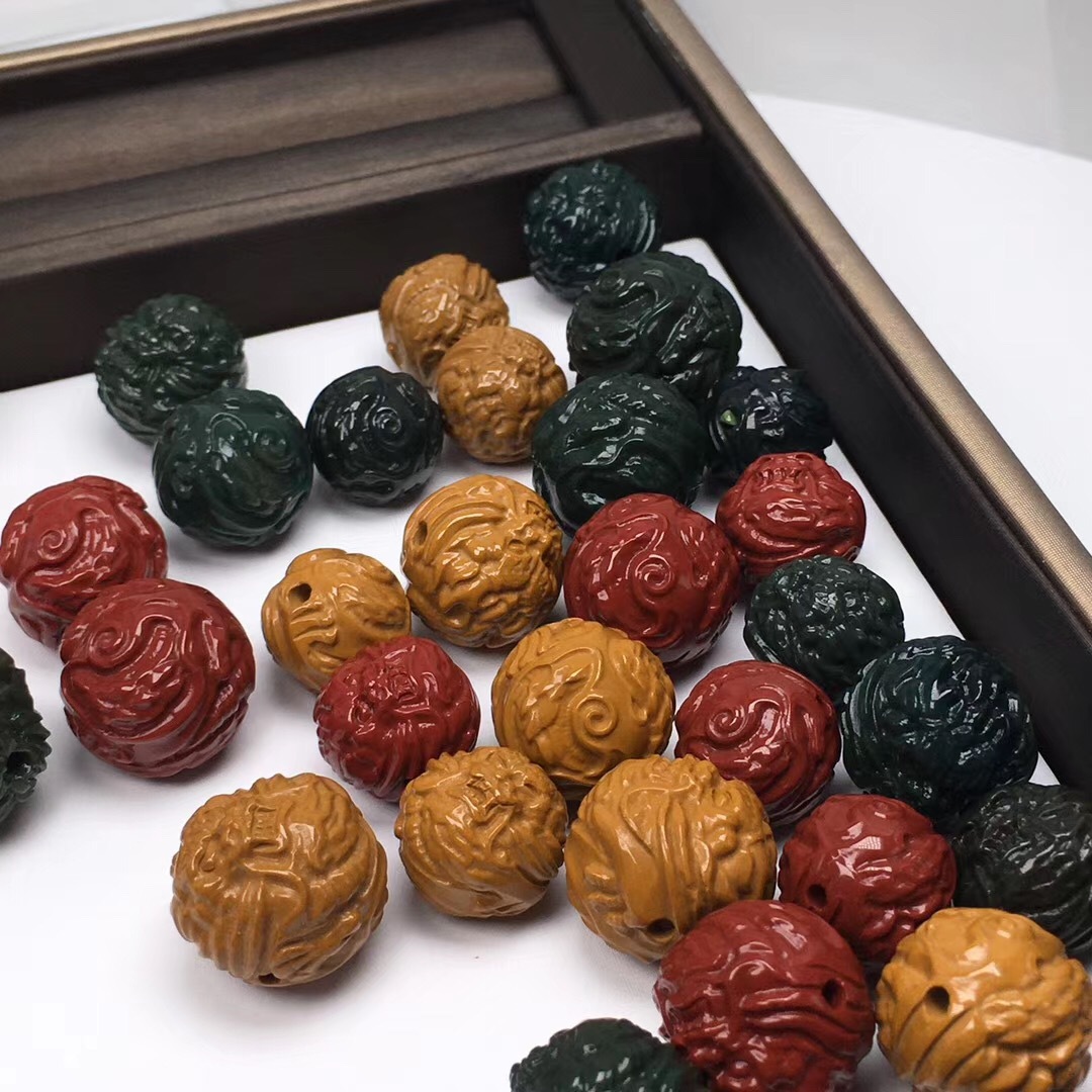 天然阿拉善龙珠 阿拉善彩玉玛瑙雕刻龙珠散珠 配珠diy 工厂直销
