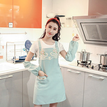 韩版时尚可爱蕾丝围裙厨房薄款工作服背带做饭成人围腰女