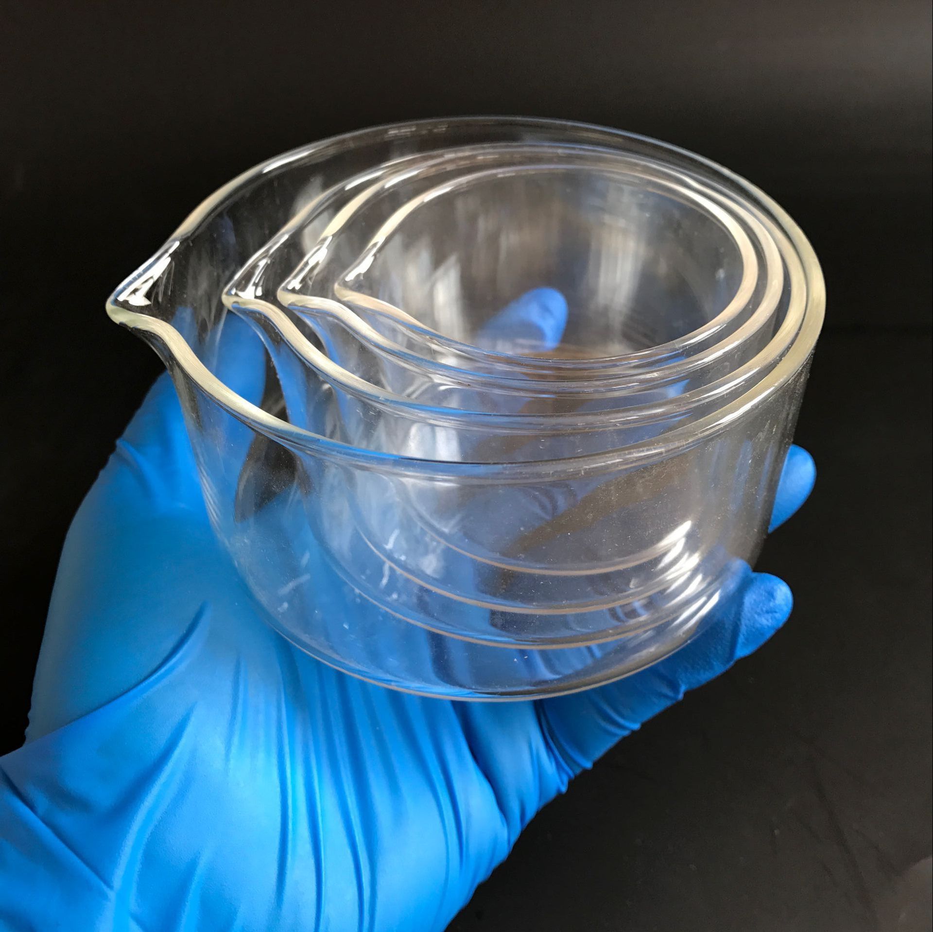 玻璃结晶皿60/70/80/100mm 加厚具嘴 圆皿 平底皿 生物实验室