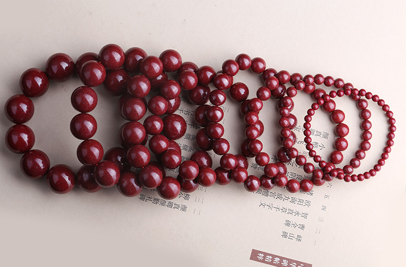天然原矿朱砂手串女单圈紫金砂佛珠红色本命年男女饰品手链