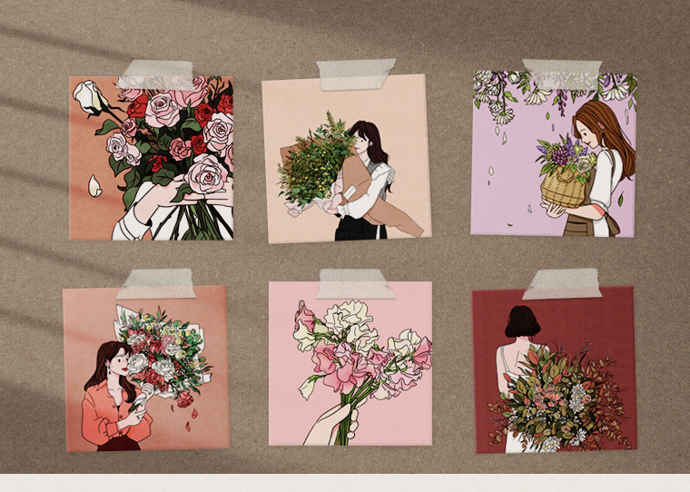 女孩卡片 装饰卡片 ins风小清晰卡片 房间墙面装饰卡片 摆拍卡纸