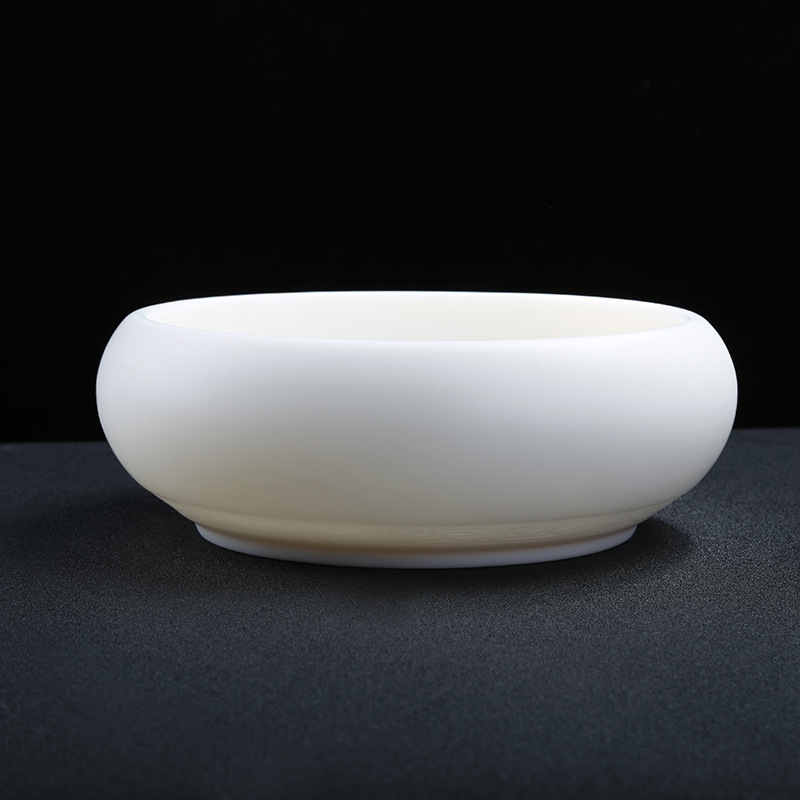 素烧羊脂玉瓷大号茶洗中国白瓷笔洗陶瓷茶具洗杯碗零配茶水盂水洗