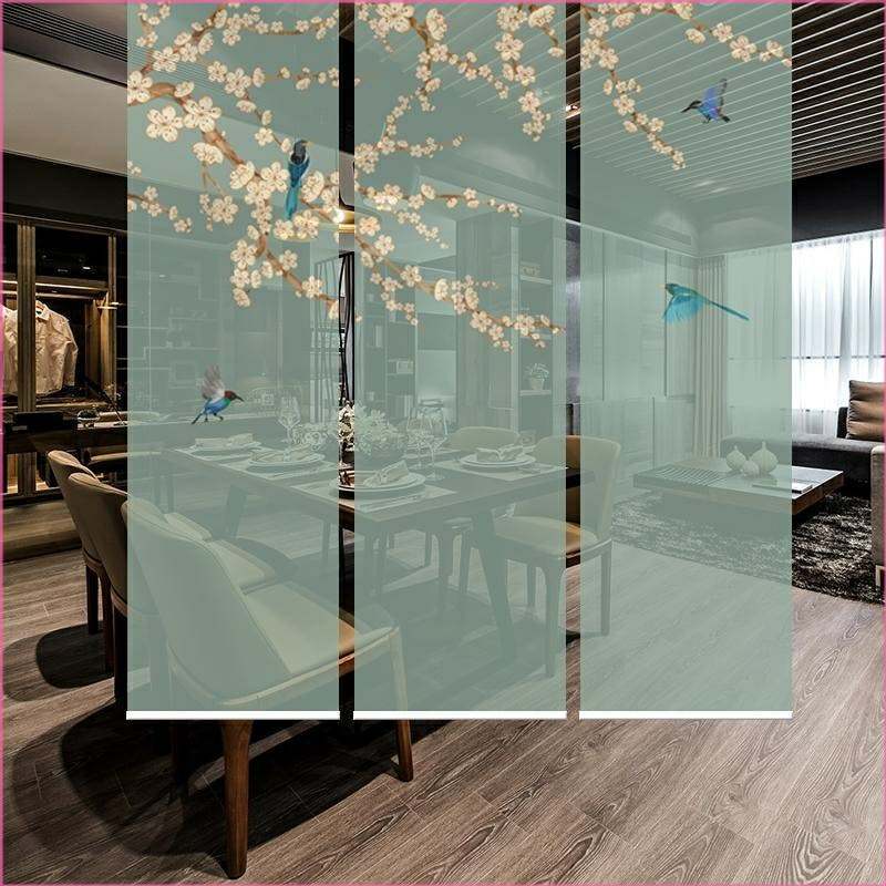 双面半透明透明丝绢丝绸纱布画定制设计打印喷绘屏风隔断软帘窗帘