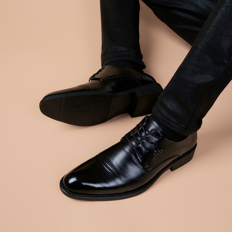 皮鞋男商务正装2020新款秋季潮流英伦休闲内增高新郎结婚鞋子